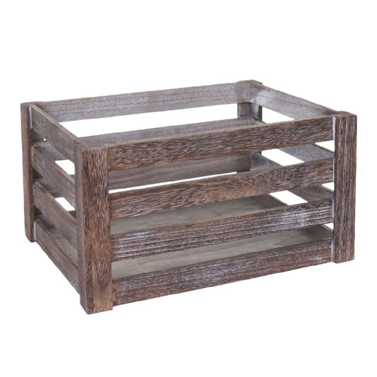 Rustiek Grijze Houten Opbergkrat met Lattenstructuur